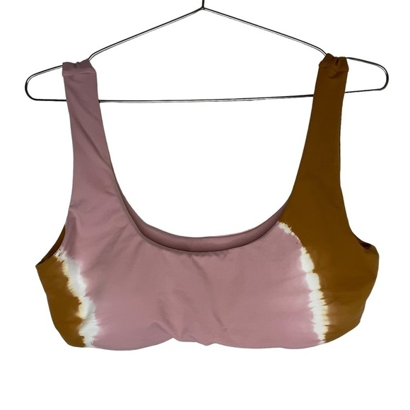 L*SPACE Lizzie Bikini Top Tie Dye Pink Diagonal Sunburst Stripe - Picture 1 of 9